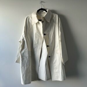 Kassel white coated fabric trench style coat